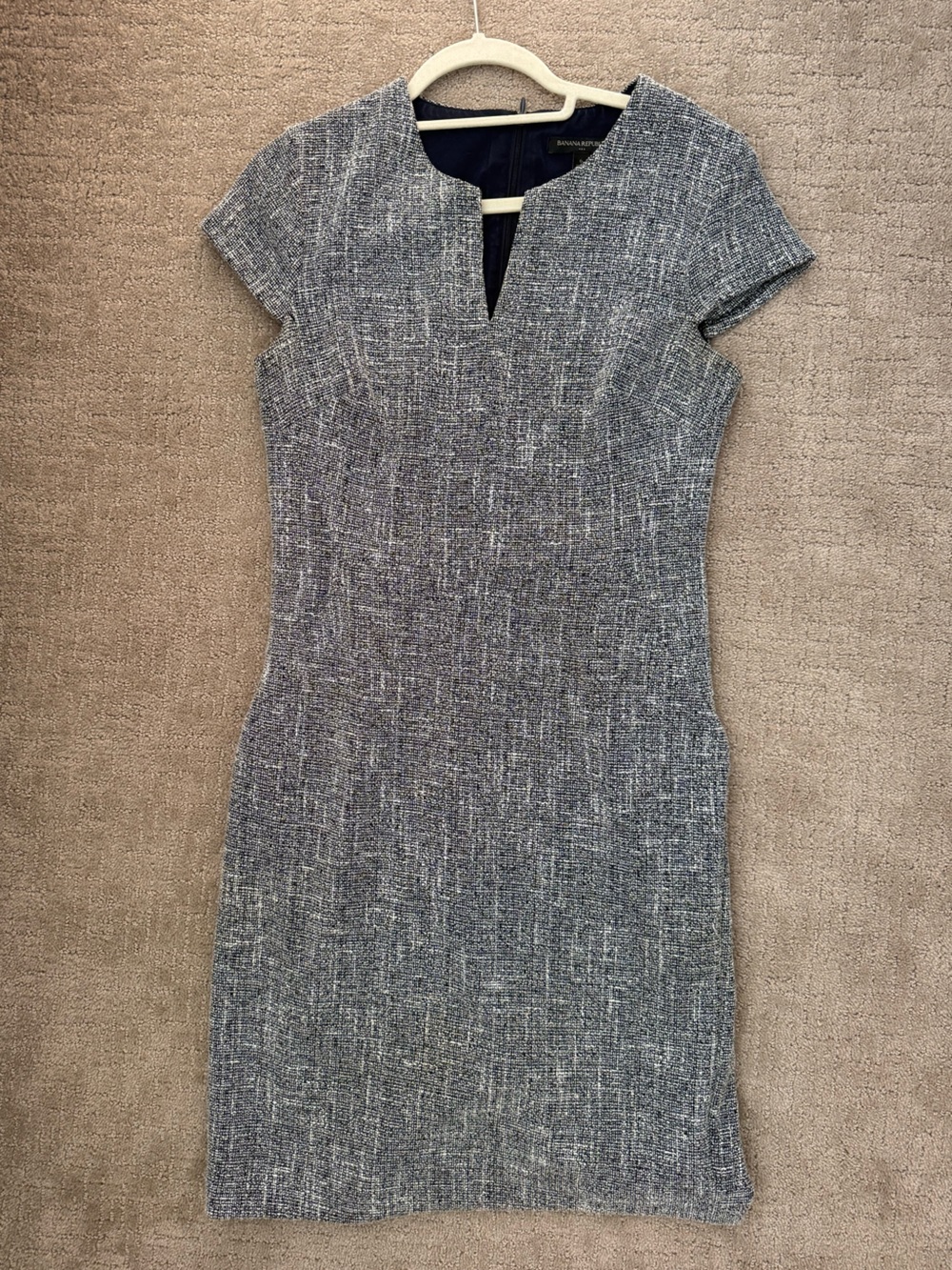 Banana Republic Gray Boucle Midi Sheath Dress